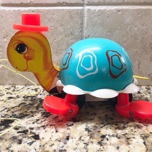 Tippy Toe Turtle Fisher Price 1962 VTG Pull Toy Bell Sound # 773